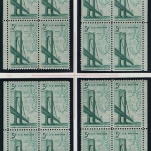 Scott# 1258 "VERRAZANO BRIDGE" MNH MATCHED PLATE BLOCKS (4) P# 27945