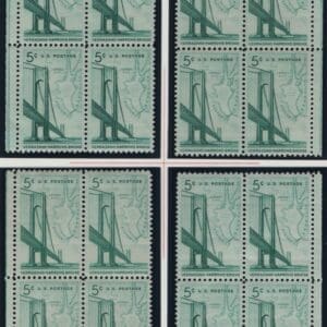 Scott# 1258 "VERRAZANO BRIDGE" MNH MATCHED PLATE BLOCKS (4) P# 27946