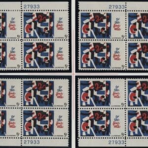 Scott# 1259 "FINE ARTS" MNH MATCHED PLATE BLOCKS (4) P#S 27933/41