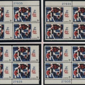 Scott# 1259 "FINE ARTS" MNH MATCHED PLATE BLOCKS (4) P#S 27935/37