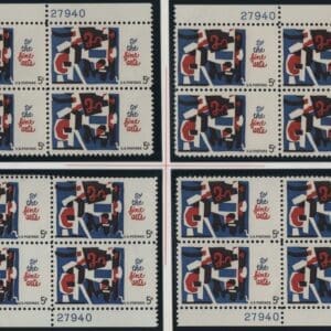 Scott# 1259 "FINE ARTS" MNH MATCHED PLATE BLOCKS (4) P#S 27937/40