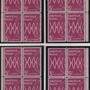 Scott# 1260 "AMATEUR RADIO" MNH MATCHED PLATE BLOCKS (4) P# 27899