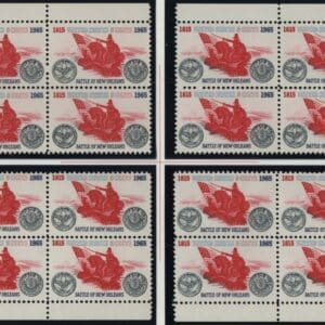 Scott# 1261 BATTLE OF NEW ORLEANS MATCHED PLATE BLOCKS (4)P#27982
