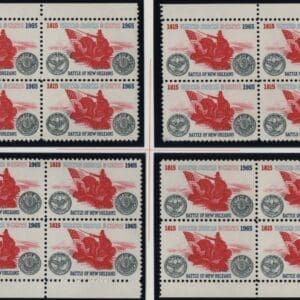 Scott# 1261 BATTLE OF NEW ORLEANS MATCHED PLATE BLOCKS (4)P#27987