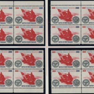 Scott# 1261 BATTLE OF NEW ORLEANS MATCHED PLATE BLOCKS (4)P#27992