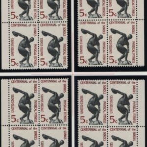 Scott# 1262 PHYSICAL FITNESS MNH MATCHED PLATE BLOCKS (4)P# 27998