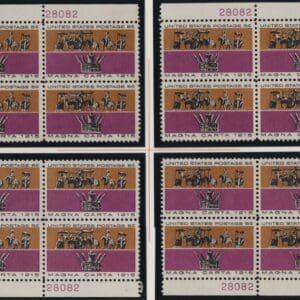 Scott# 1265 "MAGNA CARTA" MNH MATCHED PLATE BLOCKS (4) P# 28082/88