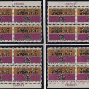 Scott# 1265 "MAGNA CARTA" MNH MATCHED PLATE BLOCKS (4) P# 28083/88