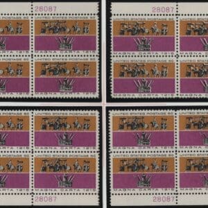 Scott# 1265 "MAGNA CARTA" MNH MATCHED PLATE BLOCKS (4) P# 28087/93