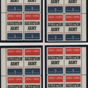 Scott# 1267 "SALVATION ARMY" MNH MATCHED PLATE BLOCKS (4) P# 28114