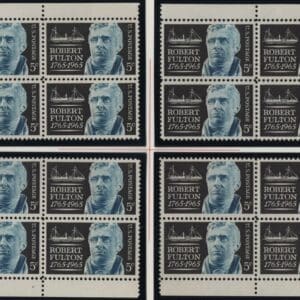 Scott# 1270 "ROBERT FULTON" MNH MATCHED PLATE BLOCKS (4) P# 28148