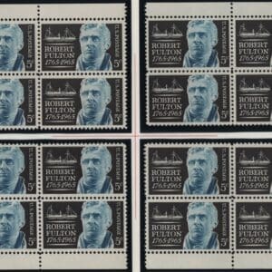 Scott# 1270 "ROBERT FULTON" MNH MATCHED PLATE BLOCKS (4) P# 28149