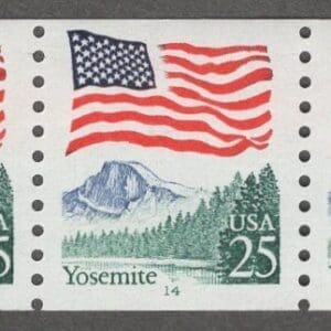 Scott# 2280a "FLAG-YOSEMITE" MNH PNC7, PLATE # 14, NICELY CENTERED