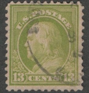 Scott# 513 "FRANKLIN" USED FLAT PLATE, PERF 11, PARTIAL CDS CANCEL