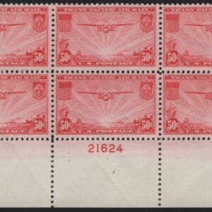 Scott# C22 "CHINA CLIPPER" MNH PLATE BLOCK (6) PLATE # 21624
