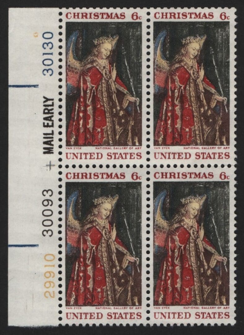 Scott# 1363 "CHRISTMAS - JAN VAN EYCK" MNH PLATE BLOCK (4)
