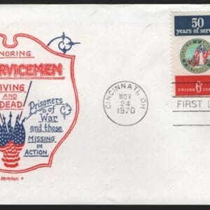 Scott# 1421-22 "DAV-POW SERVICEMEN" FDC WITH ATTACHED PAIR