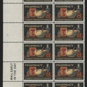 Scott# 1473 "PHARMACY-MORTAR & PESTLE" PLATE STRIP (20) MNH