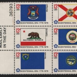 Scott# 1633-82 "BICENTENNIAL FLAGS" MNH MAIL EARLY BLOCK (6)