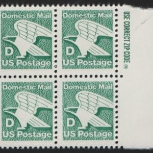Scott# 2111 "D" RATE EAGLE" MNH ZIP BLOCK (4) NICELY CENTERED