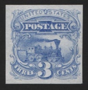 Scott# 114P3 "LOCOMOTIVE" PLATE PROOF ON INDIA, NICELY CENTERED