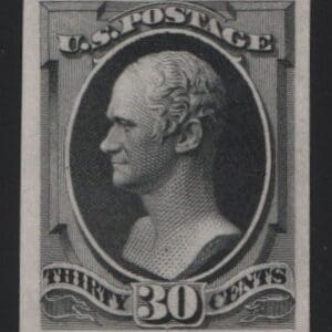 Scott# 165P4 "HAMILTON" PLATE PROOF ON CARD, NICELY CENTERED