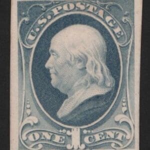 Scott# 206P4 "FRANKLIN" PLATE PROOF ON CARD, VERY NICELY CENTERED