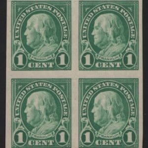 Scott# 575 "FRANKLIN" MNH IMPERFORATE BLOCK (4) NICELY CENTERED