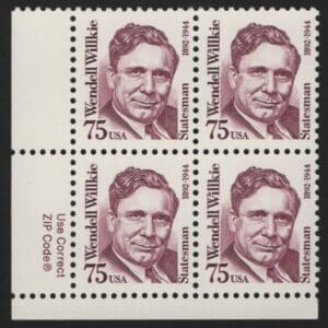 Scott# 2192 "WENDELL WILLKIE" MNH ZIP BLOCK (4) NICELY CENTERED