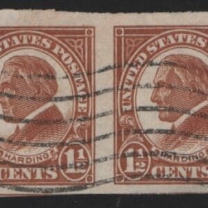 Scott# 576 "HARDING" IMPERFORATE PAIR, USED, VERY WELL CENTERED