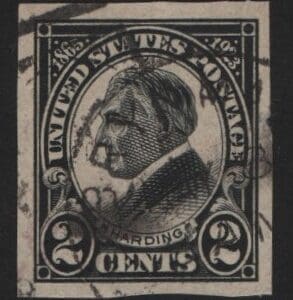 Scott# 611 "WARREN HARDING" IMPERFORATE, USED WITH A CDS CANCEL