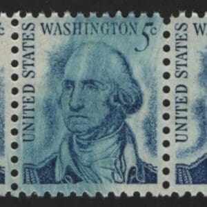 Scott# 1283 "GEORGE WASHINGTON" MNH EFO STRIP (3) WITH INK SMEAR