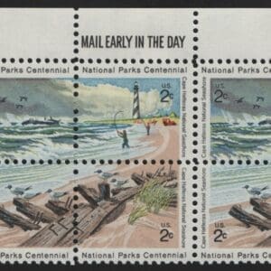 Scott# 1448-51 NATIONAL PARKS-CAPE HATTERAS MAIL EARLY BLOCK (6)