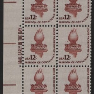 Scott# 1594 "STATUE of LIBERTY TORCH" MAIL EARLY BLOCK (6) MNH