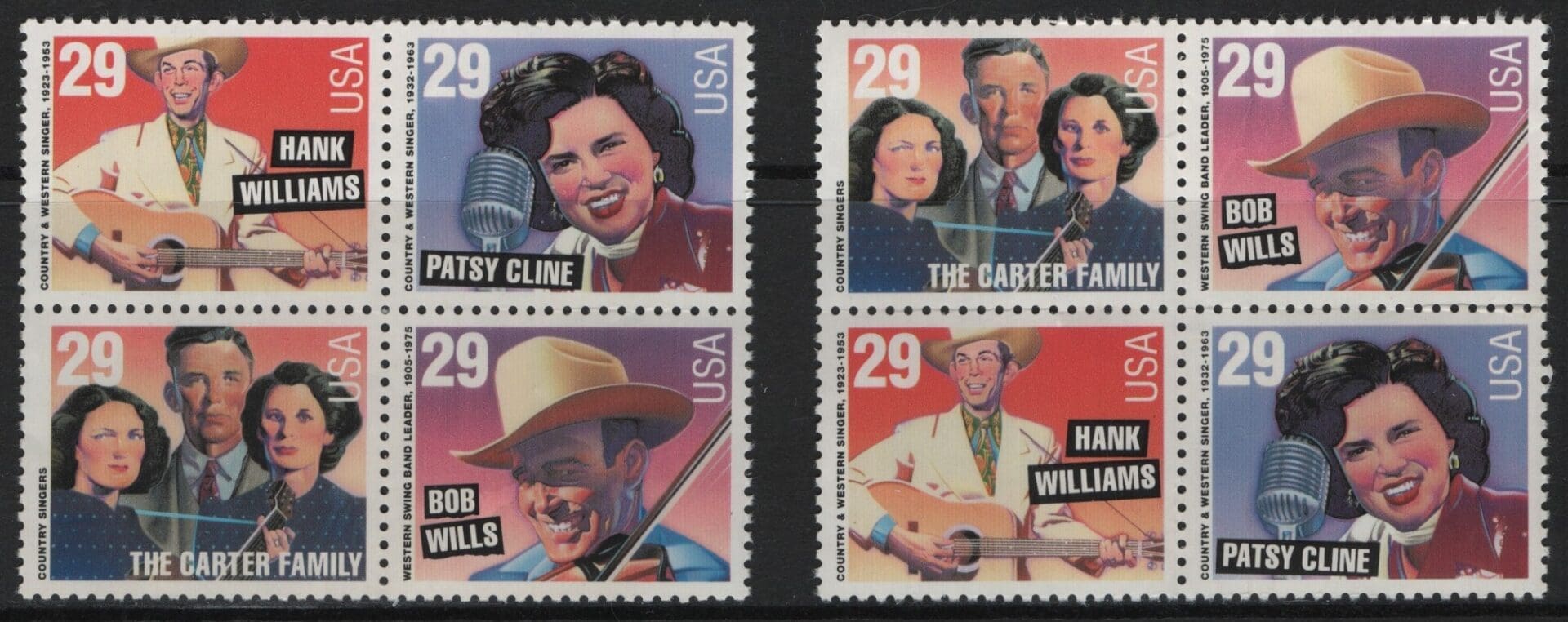 Scott# 2771-74 "COUNTRY MUSIC LEGENDS" MNH BLOCK (4)