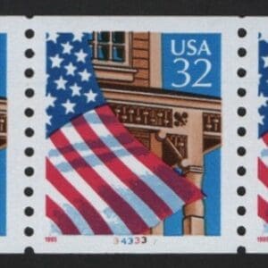 Scott# 2913 "FLAG OVER PORCH" MNH PNC5 P#34333, LOW GLOSS GUM