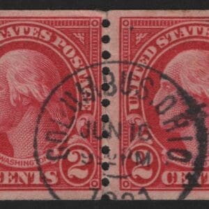 Scott# 599 "WASHINGTON" USED TYPE I PAIR, COLUMBUS, OH CDS CANCEL