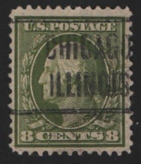 Scott# 337 "WASHINGTON" USED, CHICAGO PRECANCEL, NICELY CENTERED