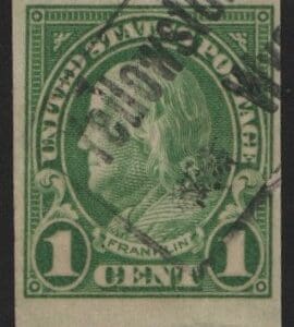Scott# 575 FRANKLIN USED IMPERFORATE, YELLOWSTONE, WY BOX CANCEL