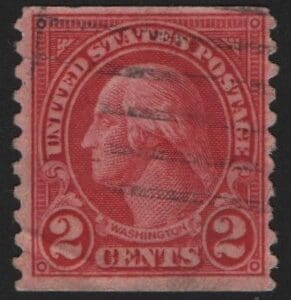 Scott# 599A "WASHINGTON" USED TYPE II SINGLE, BAR GRID CANCEL