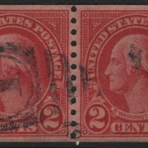 Scott# 599A "WASHINGTON" USED TYPE II PAIR, DUPLEX CANCEL