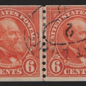 Scott# 723 GARFIELD USED COIL LINE PAIR, ST LOUIS DBL OVAL CANCEL