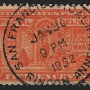 Scott# E16 "SPECIAL DELIVERY" NICELY STRUCK RINCON ANNEX, CA CDS