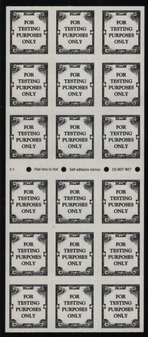 Scott# TDB90a "TEST BOOKLET" MNH PANE (18) VERY NICELY CENTERED