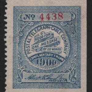 Scott# 15T20 "POSTAL TELEGRAPH CO." USED, "I" OMITTED