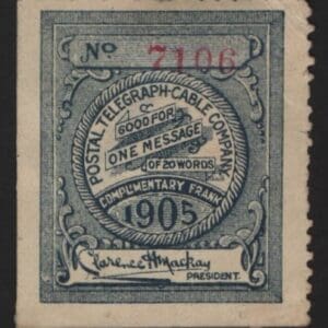 Scott# 15T25 "POSTAL TELEGRAPH CO." USED, VERY NICELY CENTERED