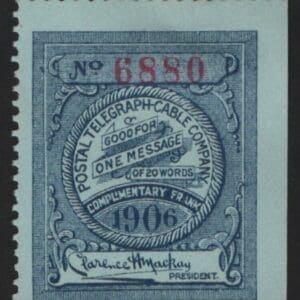 Scott# 15T26 "POSTAL TELEGRAPH CO." USED, SCISSOR TRIMMED