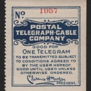 Scott# 15T47 "POSTAL TELEGRAPH CABLE CO." MNH, NICELY CENTERED