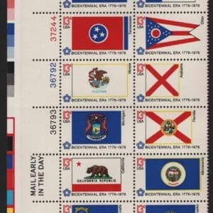Scott# 1633-82 "BICENTENNIAL FLAGS" MNH PLATE STRIP (20)