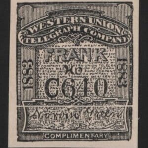 Scott# 16T13 "WESTERN UNION TELEGRAPH CO." MINT, IMPERFORATE
